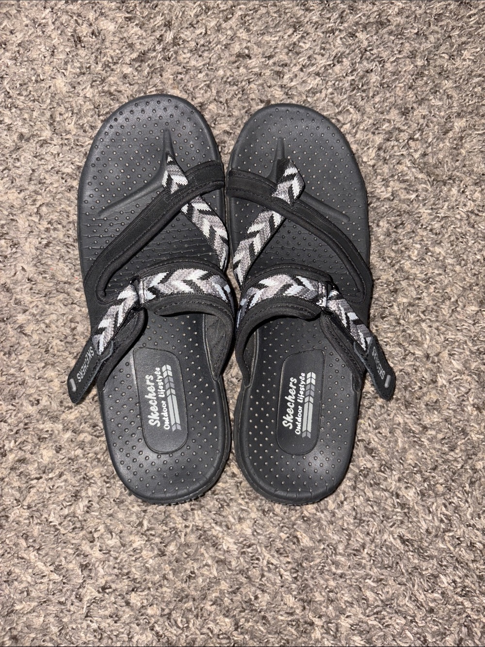 Skechers Black Sandal with Chevron Straps